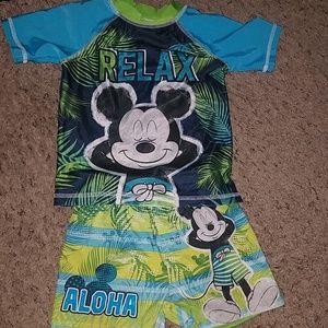 Toddler Boys swim suit and rash guard shirt
